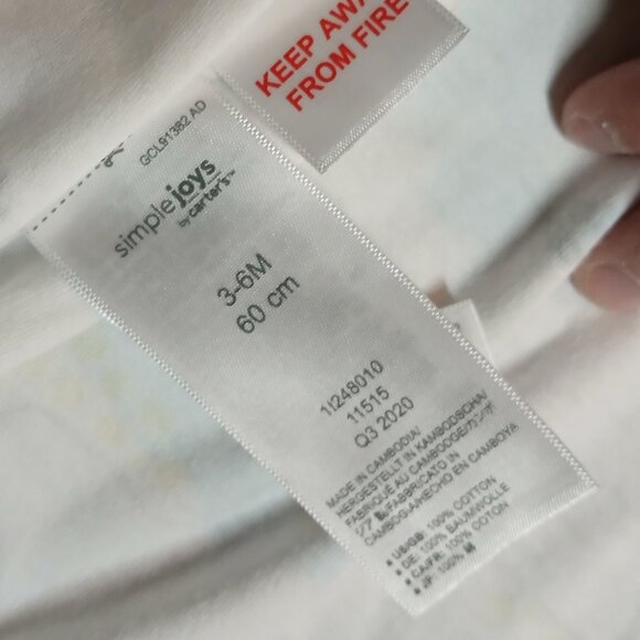 Simple Joys by Carter's 3-6M Infant Baby White & Yellow Giraffe Booted Onesie - Picture 6 of 8